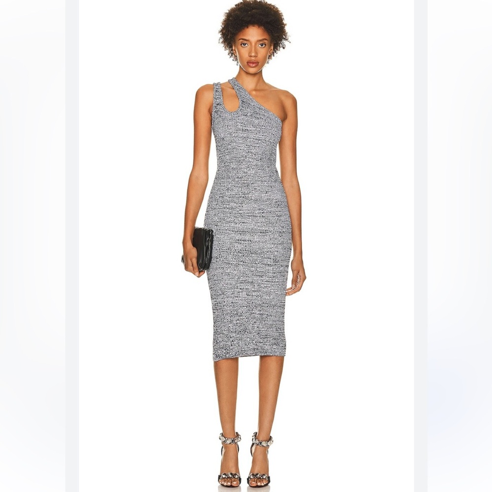 REMAIN BIRGER CHRISTENSEN Mila one-shoulder mélange ribbed-knit dress